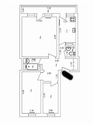 3-комнатная квартира, 71.2 м2, Яшнабадский район