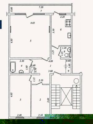 3-комнатная квартира, 72 кв.м, Мирабадский район