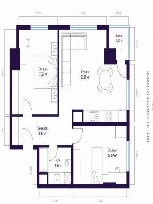 3-комнатная квартира в ЖК Modera Towers, 70 м2