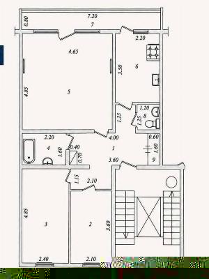 3-комнатная квартира в Мирабадском районе, 72 кв.м