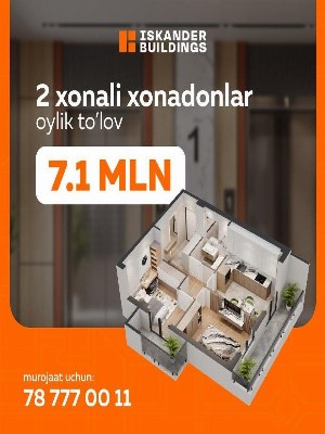 Двухкомнатная квартира в жилом комплексе Iskander buildings Mezbon
