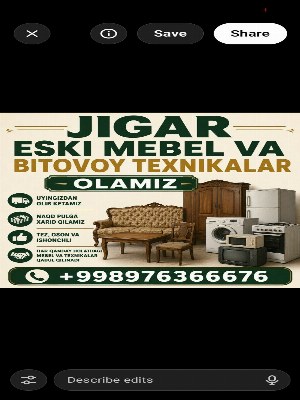 Eski mebel va bitovoy texnikalarni sotib olamiz