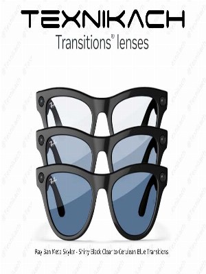 Новый Ray Ban Meta Skyler- Shiny Black/Clear to Cerulean Blue Доставка