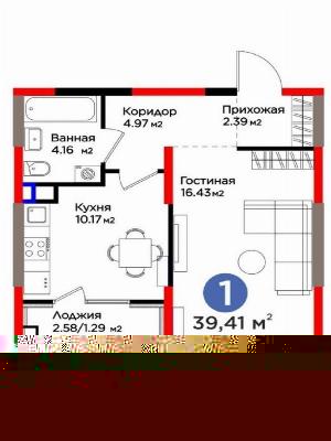 Однокомнатная квартира переделанная в двухкомнатную в ЖК Bi Sado