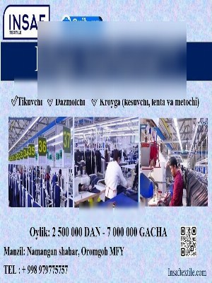 Вакансия швеи, утюжника, закройщика и контролера ОТК в швейную фабрику