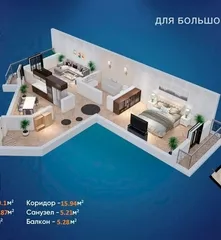 2-комн. квартира, 74 м², Яшнабадский