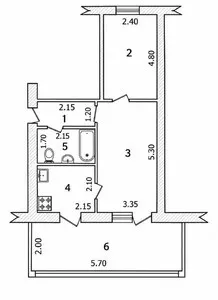 2-комнатная квартира, 52 м², 4/5 этаж, ул. Осиё