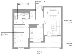 2-комнатная квартира в ЖК Infinity, 65 м², 5 этаж