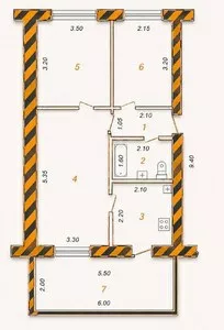 3-комн. квартира в Ялангаче, 60 м², кирпичный дом