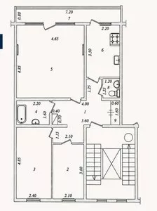 3-комнатная квартира, 72 кв.м, Мирабадский район