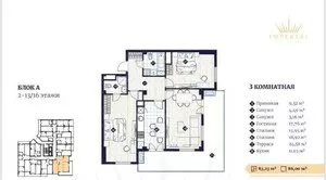 3-комнатная квартира в ЖК Imperial Club City, 90 м2
