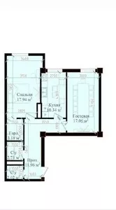 3-комнатная квартира в ЖК Mavera Town, 66 м2