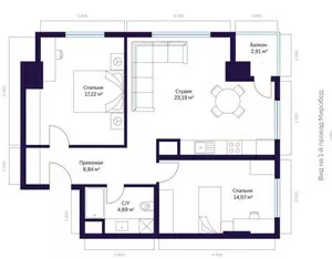 3-комнатная квартира в ЖК Modera Towers, 70 м2