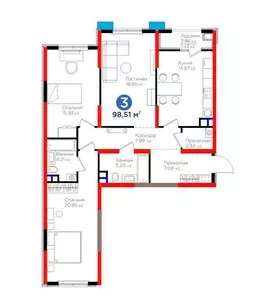 3-комнатная квартира в новостройке BI Sado Business, 98 м2