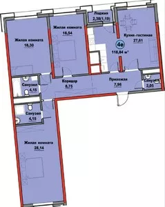 Четырехкомнатная квартира в ЖК Regnum Plaza