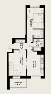 Двухкомнатная квартира в ЖК O'z Mahal, 63.47 м²