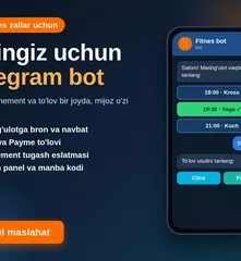 Fitnes zallar uchun mashg'ulotga yozilish va to'lovli Telegram bot