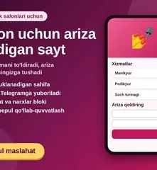 Go'zallik salonlari uchun mijoz arizasi keladigan bir sahifali sayt