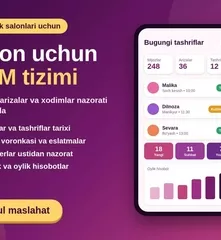 Go'zallik salonlari uchun mijozlar bazasi va menejer nazoratli CRM