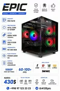 Игровой компьютер MSI H610 / Intel Core i3-12100F / RX 580