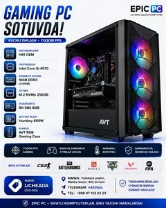 Игровой ПК i5-4570, 16GB RAM, RX 580 8GB, SSD 256GB
