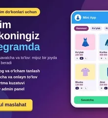 Kiyim do'konlari uchun savatcha va to'lovli Telegram Mini App
