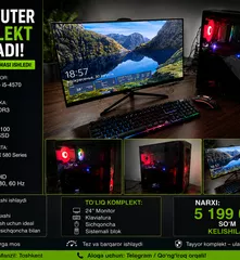 🖥 KOMPYUTER i5-4570 / RX 580 / 16GB / SSD 256GB + 24" MONITOR