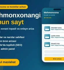 Mehmonxona va hostellar uchun xonalar katalogi va bron so'rovli sayt