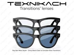Новый Ray Ban Meta Skyler- Shiny Black/Clear to Cerulean Blue Доставка