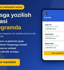 O'quv markazlari uchun kursga yozilish arizali bir sahifali sayt
