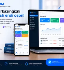 •  	• O'quv markazlari uchun zamonaviy CRM veb-sayt (tizim)
