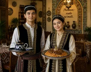 Официант в ресторан в Самарканде