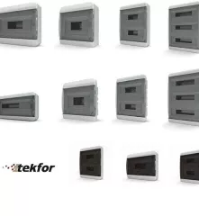 Пластиковые распределительные щиты 6,8,12,18,24,36,54 модулей  Tekfor