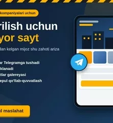 Qurilish kompaniyalari uchun landing page va Telegramga ariza