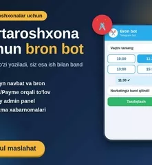 Sartaroshxona mijozlari uchun onlayn yozilish Telegram boti