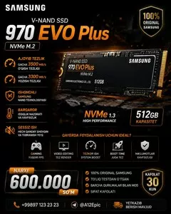 SSD накопитель Samsung 970 EVO Plus NVMe M.2
