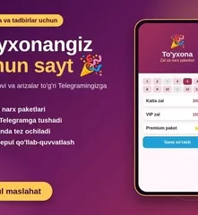 To'yxona va tadbirlar uchun sanani band qilish arizali sayt