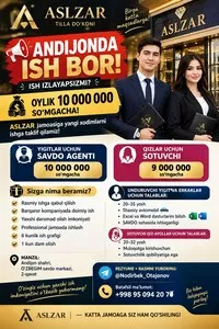 Вакансии торгового агента и продавца в компанию ASLZAR