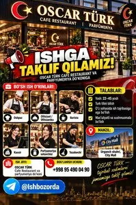 Вакансии в OSCAR TÜRK Cafe Restaurant