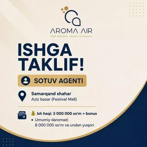 Вакансия: Агент по продажам в Самарканде
