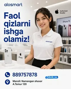 Вакансия: кассир, продавец, оператор в Alosmart (Наманган)