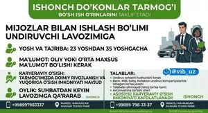Вакансия на должность специалиста по взысканию в сети магазинов Ishonch