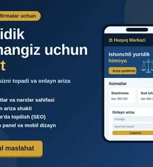 Yuridik firmalar uchun xizmatlar va onlayn arizali sayt
